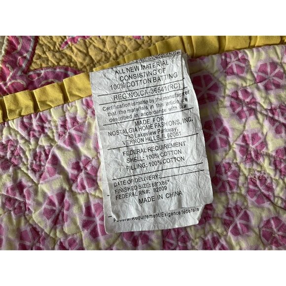 Dena Home Twin Quilt & 2 Shams Pink, Aqua, Yellow & Green Casablanca Moroccan - Picture 7 of 16